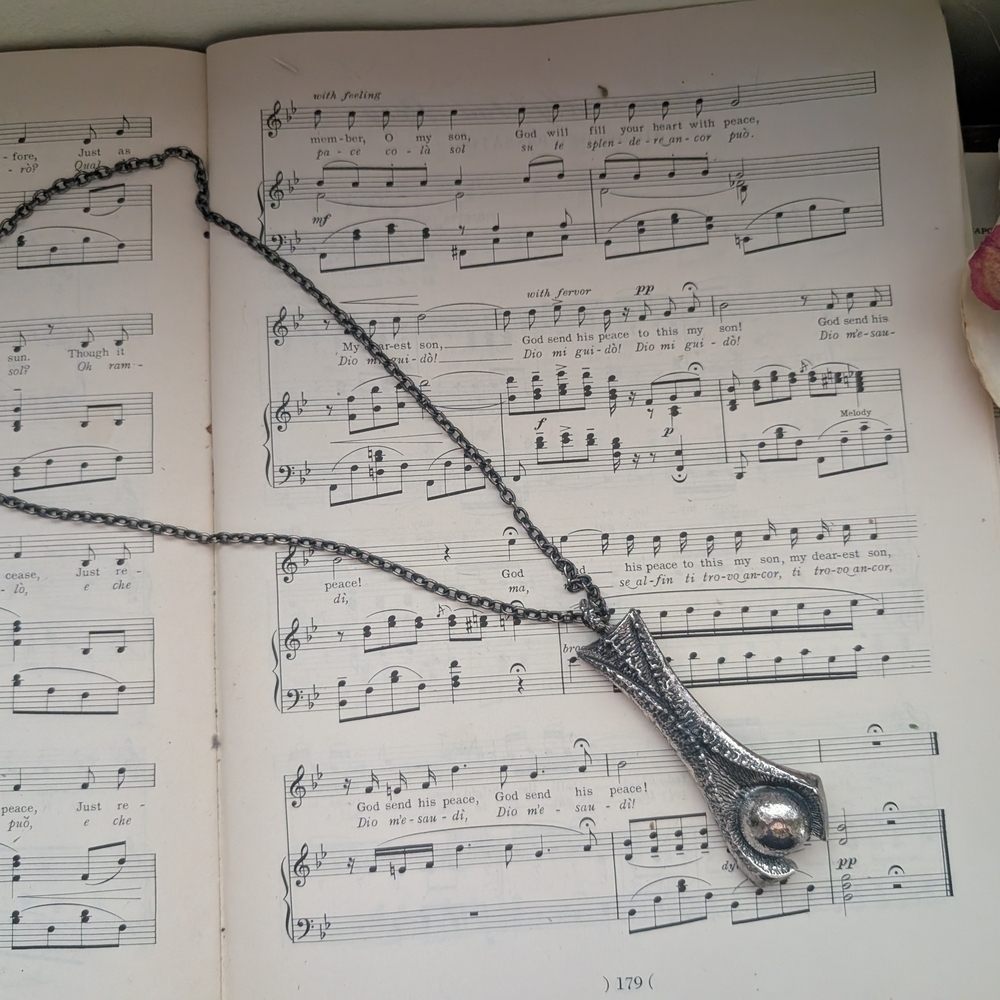 Vintage Brutalist Silver Pendant Necklace
